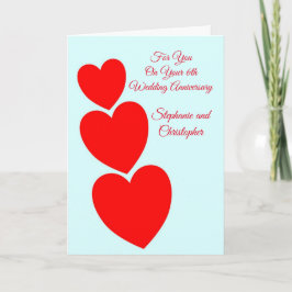 Tarjeta Aniversario Boda del Corazón Rojo Personalizado