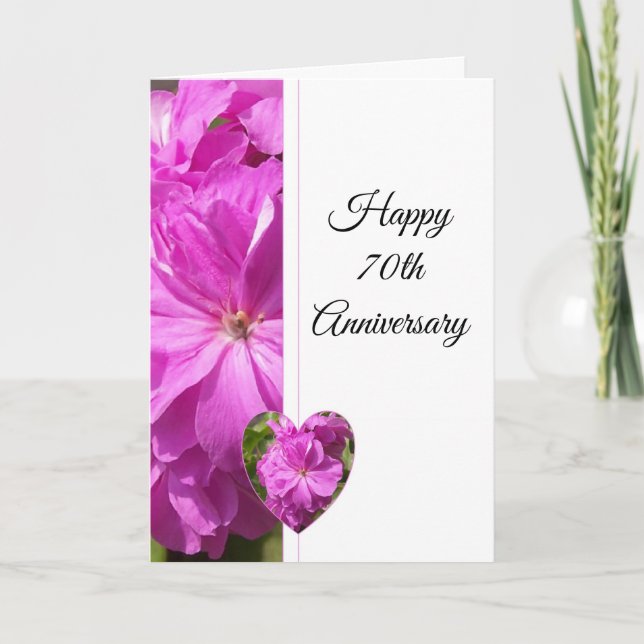 Tarjeta Aniversario Boda del geranio personalizado (Anverso)