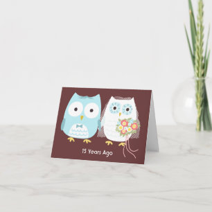 Tarjeta Aniversario Boda feliz de la pareja de lechuzas pe