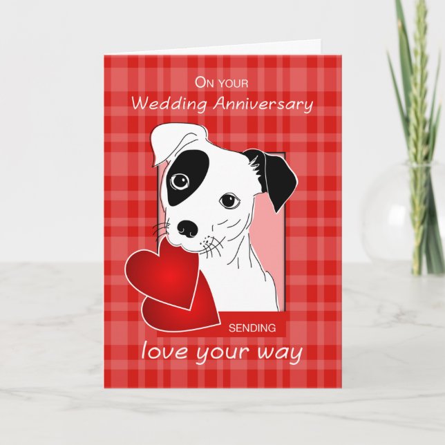 Tarjeta Aniversario Boda Jack Russell Terrier Perro (Anverso)