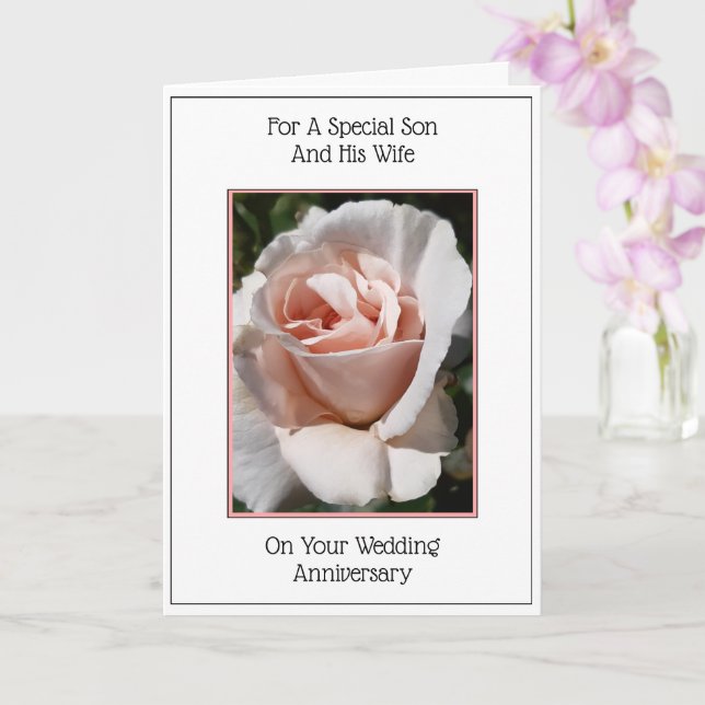 Tarjeta Aniversario Boda Personalizado De Hijo Y Esposa Ro (Orquídea)