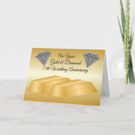 Tarjeta Aniversario Boda personalizado del oro 75