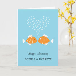 Tarjeta Aniversario boda Pescado del Corazón Pareja Casada