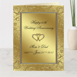 Tarjeta Aniversario clásico del Boda dorado 8.5x11