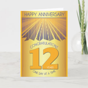 Tarjeta Aniversario de 12 Años Sobrio Paso 12 Rayo Dorad
