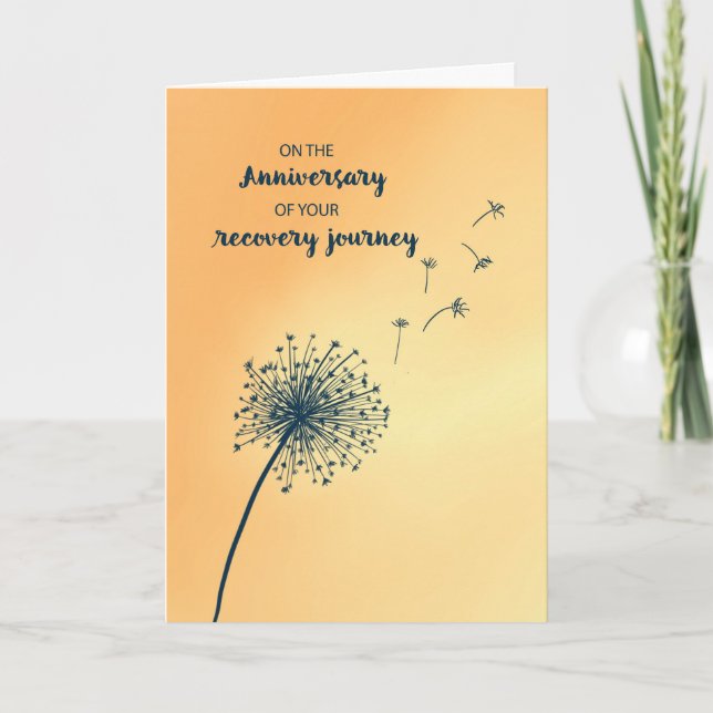 Tarjeta Aniversario de 12 Step Recovery Dandelion (Anverso)