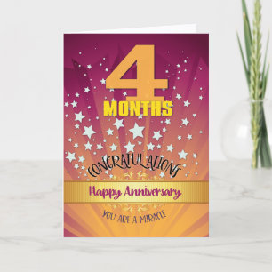 Tarjeta Aniversario de 4 Meses de Recuperación Número en N