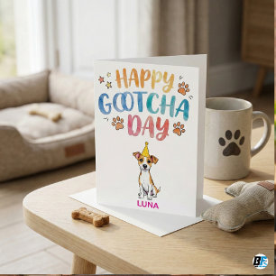 Tarjeta Aniversario de adopción de perro lindo Feliz día d