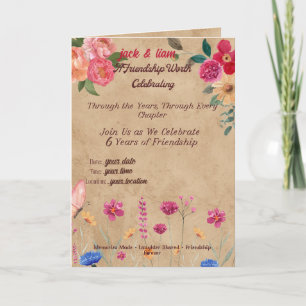 Tarjeta Aniversario de amistad vintage