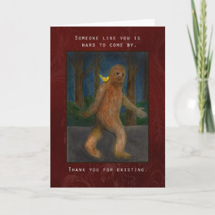 Tarjeta Aniversario de amor divertido Bigfoot Sasquatch