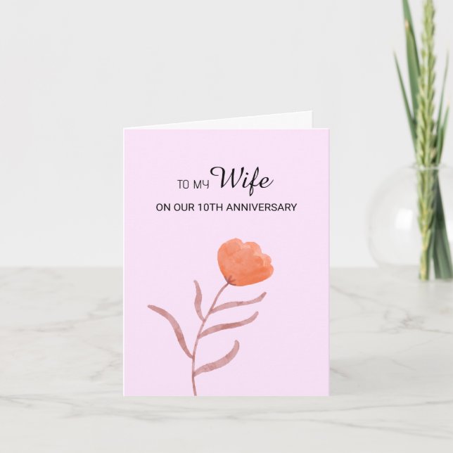 Tarjeta Aniversario de amor elegante y floreciente de la f (Anverso)