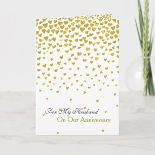 Tarjeta Aniversario de Amor Romántico Corazones de Oro