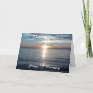 Tarjeta Aniversario de Año Personalizado Océano Atardecer 