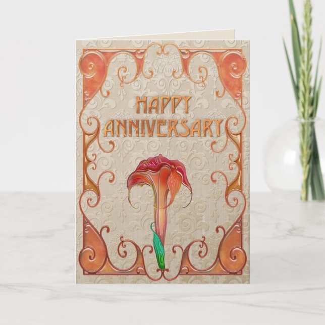 Tarjeta Aniversario de Art Noveau (Anverso)