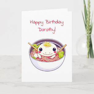 Tarjeta Aniversario de Axolotl y Ramen personalizados