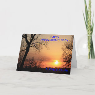 Tarjeta Aniversario de boda al atardecer en Kansas