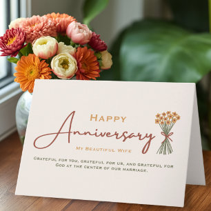 Tarjeta Aniversario de Boda Cristiano para Esposa Floral L