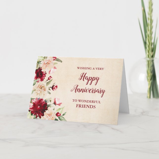 Tarjeta Aniversario de Boda de Amigos de Borgoña (Anverso)
