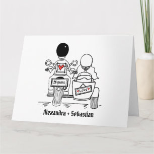 Tarjeta Aniversario de boda de moto y sidecar