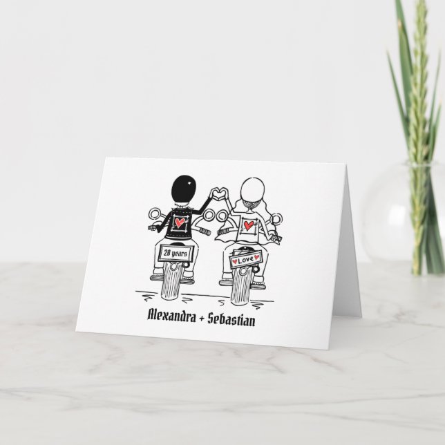 Tarjeta Aniversario de boda de motociclista (Anverso)
