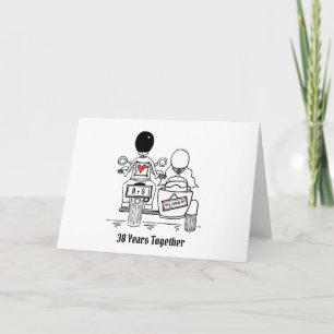 Tarjeta Aniversario de boda en moto y sidecar