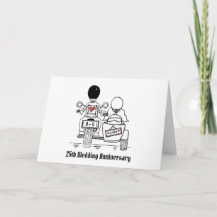 Tarjeta Aniversario de boda en moto y sidecar