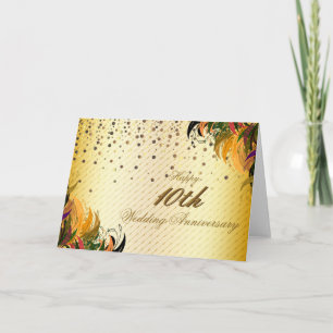 Tarjeta Aniversario de boda feliz floral metalizado del