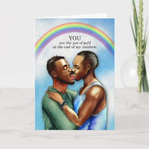 Tarjeta Aniversario de Boda gay de pareja afroamericana