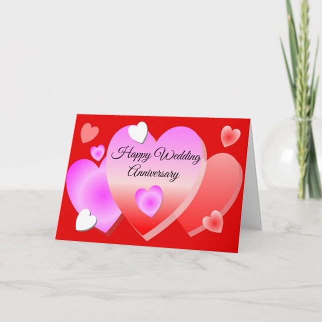 Tarjeta Aniversario de Boda Personalizado Corazones Rojos (Anverso)