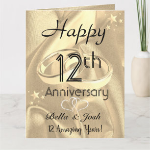 Tarjeta Aniversario de boda personalizado de la seda del