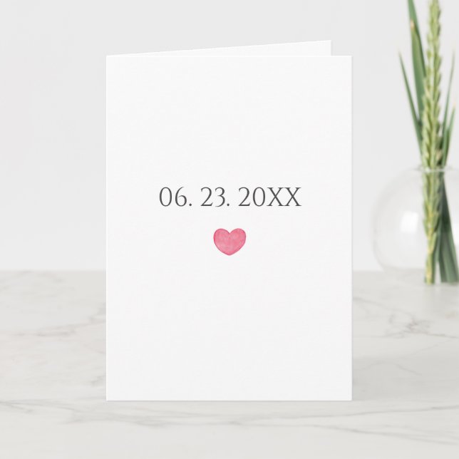 Tarjeta Aniversario de Boda Simple Fecha Personalizada (Anverso)