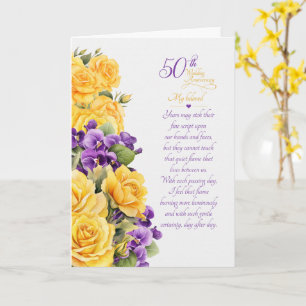 Tarjeta Aniversario de Bodas 50 Rosas Románticas y Violeta
