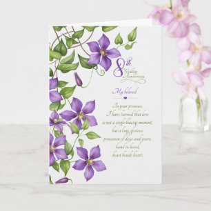 Tarjeta Aniversario de Bodas 8 Años Clematis Viña Sentimen