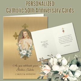 Tarjeta Aniversario de Bodas Católico de 50 años Jesús