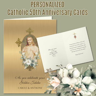 Tarjeta Aniversario de Bodas Católico de 50 años Jesús