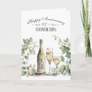 Tarjeta Aniversario de Bodas de 25 años Vino y Hiedra  