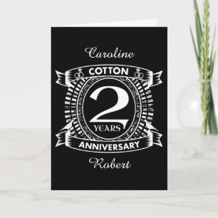 Tarjeta aniversario de bodas de 2 años cresta desgastada