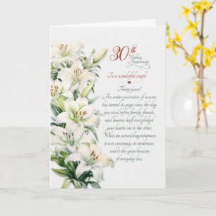 Tarjeta Aniversario de bodas de 30 años de la pareja con L
