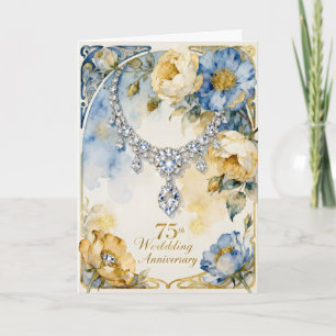 Tarjeta Aniversario de bodas de 75 años con collar de diam