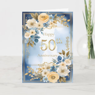 Tarjeta Aniversario de bodas de agua azul y blanca número 