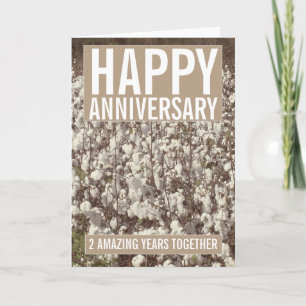 Tarjeta Aniversario de bodas de algodón de segundo año Tar