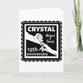 Tarjeta Aniversario de bodas de cristal de 15 años cogidos