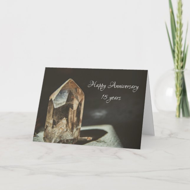 Tarjeta Aniversario de bodas de cristal tradicional 15 año (Anverso)
