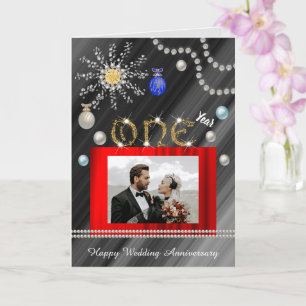 Tarjeta Aniversario de Bodas de Diamante de Oro 1 año, Nav