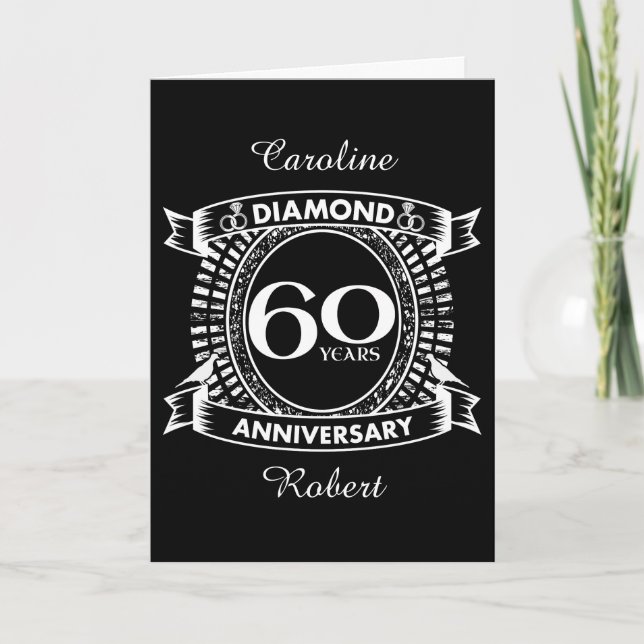 Tarjeta aniversario de bodas de diamante número 60 (Anverso)