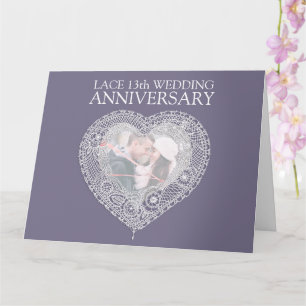 Tarjeta Aniversario de bodas de encaje 13 años tamaño gran