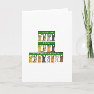 Tarjeta Aniversario de bodas de esmeralda 55 años gatos li