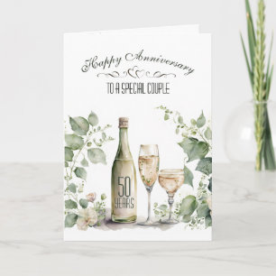 Tarjeta Aniversario de Bodas de Oro Vino y Hiedra  