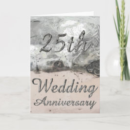 Tarjeta Aniversario de Bodas de Plata Chic Tipografía 25