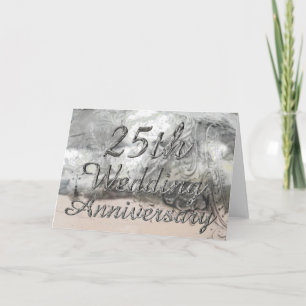 Tarjeta Aniversario de Bodas de Plata Chic Tipografía Plat